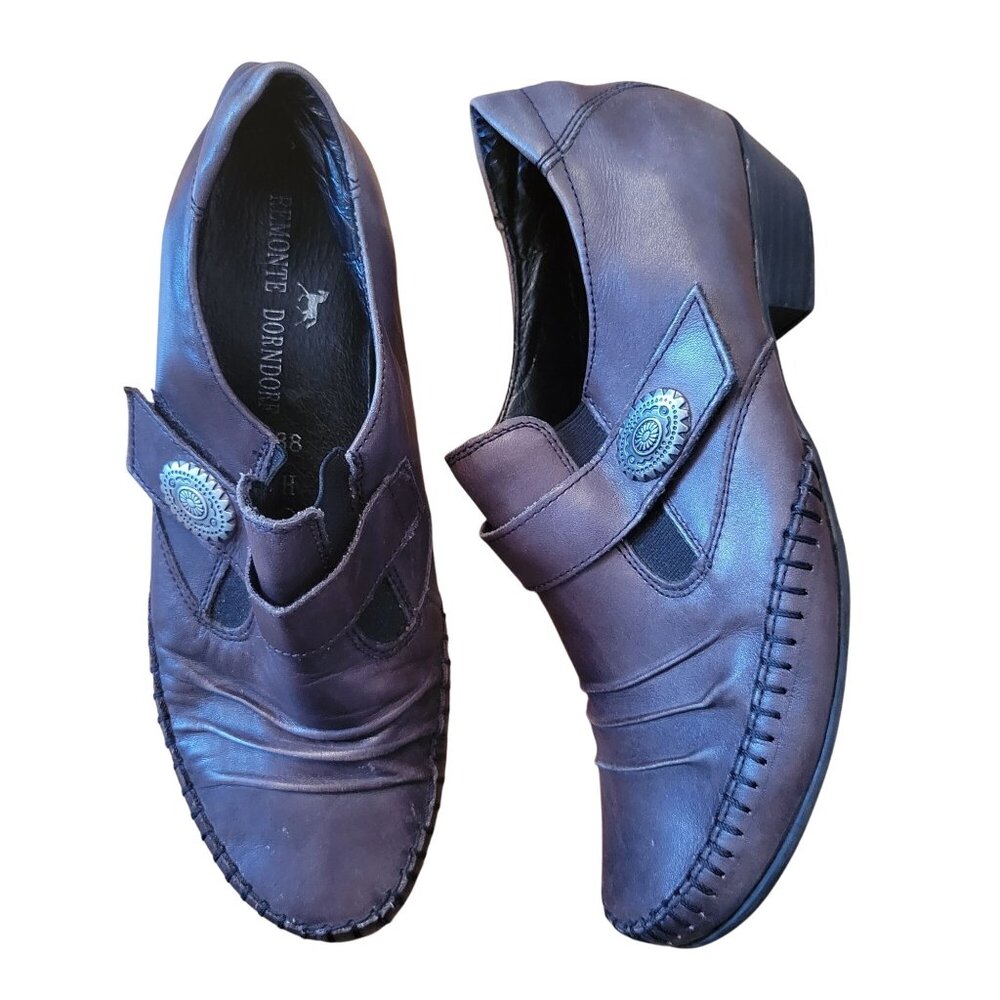 Remonte Dorndorf Brown Leather Shoes 38 Comfort 7 7.5‎ Ankle Boots Bootie Heels